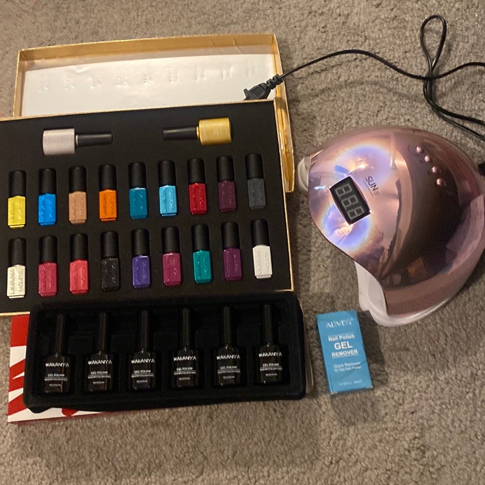 Gel nail polish kit - polish - lamp and gel remover